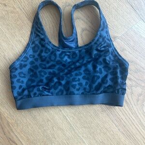 Avia Black and Blue Sports Bra with Moisture-Wicking Fabric